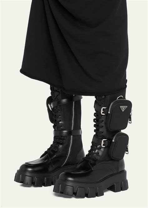 prada combat boots with pouch.